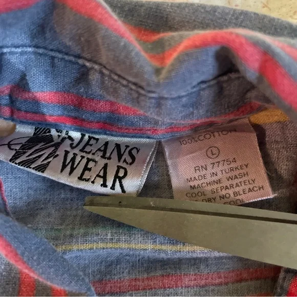 VTG Colorful Striped Button-Up Shirt - Size Large - Picture 3 of 7